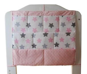 Crib Hanging Organizer Crib Hanging Bag Baby Bed Storage Bag Star Pink