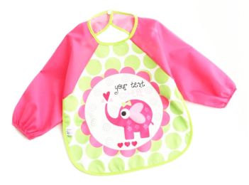 Cute Baby Accessories Feeding Bibs Waterproof Sleeved Bib Baby-Elephant