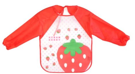 Cute Baby Accessories Feeding Bibs Waterproof Sleeved Bib Baby-Strawberry