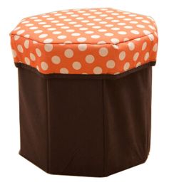 Storage Ottoman Collapsible Foldable Foot Rest Round Storag Ottoman ORANGE