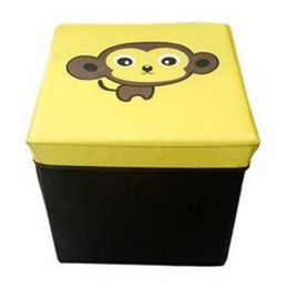 Storage Ottoman Collapsible Foldable Foot Rest Kids' Round Storag Ottoman YELLOW