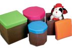 Storage Ottoman Collapsible Foldable Kids' Round Storag Ottoman BLUE