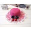 Cherry Lace Straw Hat Beach Hat Beach Hat Sun Protection Cap for Princess, #01