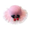 Cherry Lace Straw Hat Beach Hat Beach Hat Sun Protection Cap for Princess, #02