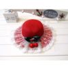 Cherry Lace Straw Hat Beach Hat Beach Hat Sun Protection Cap for Princess, #03