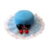 Cherry Lace Straw Hat Beach Hat Beach Hat Sun Protection Cap for Princess, #04