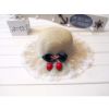 Cherry Lace Straw Hat Beach Hat Beach Hat Sun Protection Cap for Princess, #05