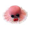 Cherry Lace Straw Hat Beach Hat Beach Hat Sun Protection Cap for Princess, #06