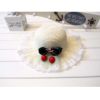Cherry Lace Straw Hat Beach Hat Beach Hat Sun Protection Cap for Princess, #07
