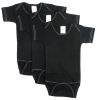 Bambini Black Onezie with White Stitch (Pack of 3)