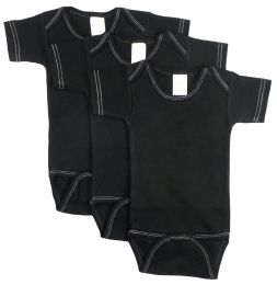 Bambini Black Onezie with White Stitch (Pack of 3) (Color: Black, size: Newborn)