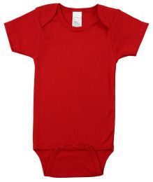 Red Interlock Short Sleeve Bodysuit Onezie (Color: Red, size: large)