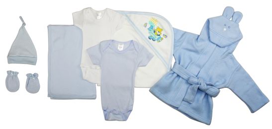Bambini Essential Newborn Baby Boy 7 Piece Layette Set (Color: White/Blue, size: Newborn)