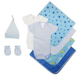 Bambini Essential Newborn Baby Boy 8 Piece Layette Set (Color: White/Blue, size: Newborn)