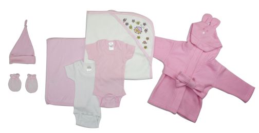 Bambini Essential Newborn Baby Girl 7 Piece Layette Set (Color: White/Pink, size: Newborn)