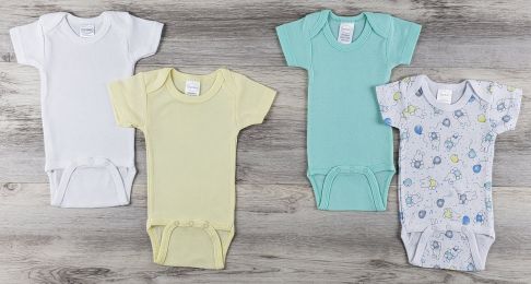 Bambini 4 Pc Layette Baby Clothes Set (Color: White/Yellow/Aqua, size: large)