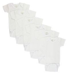 Bambini White Short Sleeve One Piece 6 Pack (Color: White, size: large)