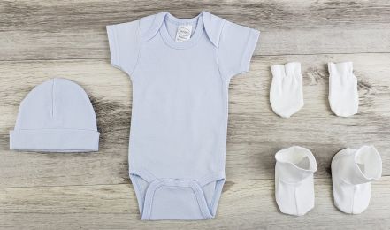 Bambini 5 Pc Layette Baby Clothes Set (Color: Blue/White, size: large)