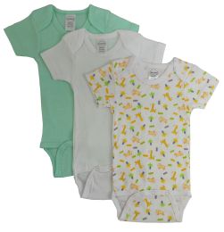 Bambini Boys' Printed Short Sleeve Variety Pack (Color: White/Aqua/Print, size: small)