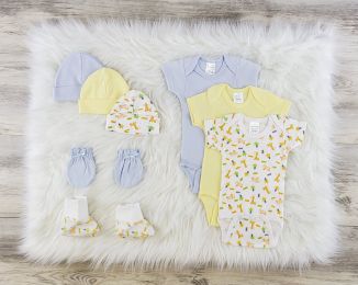 Bambini 9 Pc Layette Baby Clothes Set (Color: Blue/Yellow, size: large)