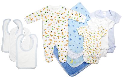 Bambini Newborn Baby Boy 11 Pc Layette Baby Shower Gift Set (Color: White/Blue, size: Newborn)