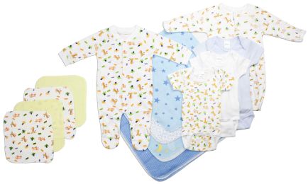 Bambini Newborn Baby Boy 13 Pc Layette Baby Shower Gift Set (Color: White/Blue, size: Newborn)