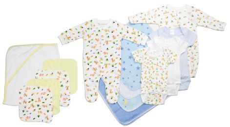 Bambini Newborn Baby Boy 14 Pc Layette Baby Shower Gift Set (Color: White/Blue, size: Newborn)