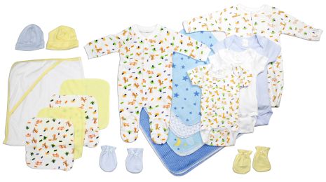 Bambini Newborn Baby Boy 18 Pc Layette Baby Shower Gift Set (Color: White/Blue, size: Newborn)