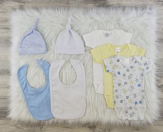 Bambini 7 Pc Layette Baby Clothes Set (Color: White/Pink/Yellow, size: large)