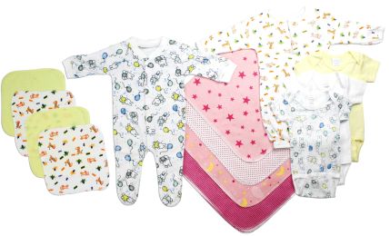 Bambini Newborn Baby Girls 13 Pc Layette Baby Shower Gift Set (Color: White/Pink, size: Newborn)