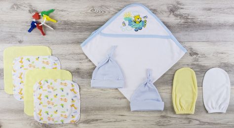 Bambini Hooded Towel, Hats and Wash Cloths (Color: Blue/Yellow/White, size: Newborn)