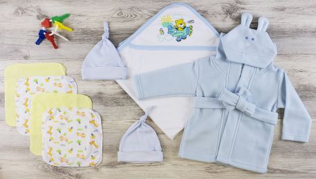 Bambini Hooded Towel, Hats and Wash Cloths (Color: Blue/Yellow/, size: Newborn)