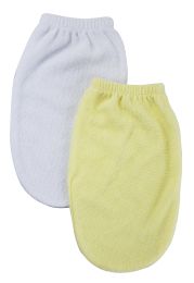 Washcloth Mitt - 2 Pc Set (Color: White/Yellow, size: Newborn)