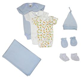 Bambini Newborn Baby Boys 7 Pc Layette Baby Shower Gift Set (Color: White/Blue, size: Newborn)