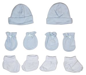 Bambini Boys 6 Piece Layette Set (Color: White/Blue, size: Newborn)