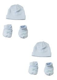Preemie Cap and Bootie - 4 Pc Set (Color: Blue, size: Preemie)