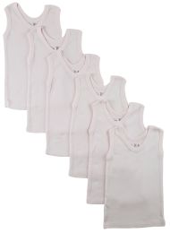 Bambini Pink Tank Top 6 Pack (Color: White, size: large)