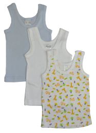 Bambini Boys Printed Tank Top Variety 3 Pack (Color: Blue/White/Print, size: small)
