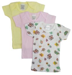 Bambini Girls Printed Short Sleeve Variety Pack (Color: PinkWhite/Print, size: small)