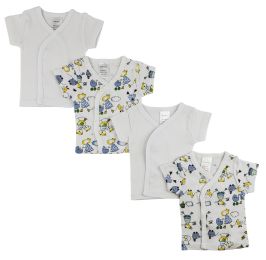 Bambini White Side Snap Short Sleeve Shirt - 4 Pack (Color: White, size: Newborn)