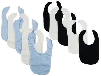 10 Baby Bibs (Color: Blue/White/Red, size: One Size)