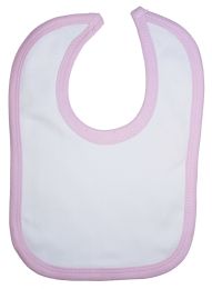 White Interlock Bib Pink Binding (Color: Pink, size: One Size)