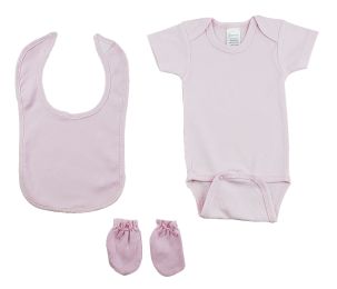 Pink 3 Piece Baby Clothes Set (Color: White/Pink, size: Newborn)