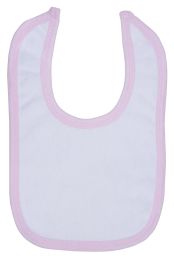 White Terry Bib with Pink Trim (Color: Pink, size: One Size)