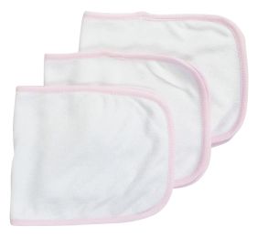 Bambini Baby Burpcloth With Pink Trim (Pack of 3) (Color: White/Blue, size: One Size)