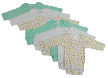 Bambini Boys Longsleeve Printed Onezie Variety 6 Pack (Color: White/Aqua, size: Newborn)