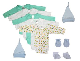 Bambini Newborn Baby Boys 9 Pc Layette Baby Shower Gift Set (Color: White/Blue, size: Newborn)
