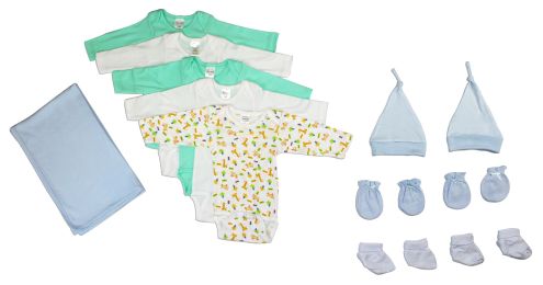 Bambini Newborn Baby Boys 12 Pc Layette Baby Shower Gift Set (Color: White/Blue, size: Newborn)