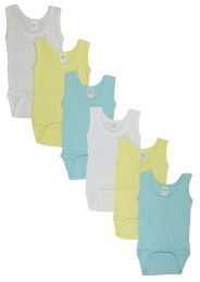 Boys Tank Top Onezies 6 Pack (Color: Blue/Yellow/White, size: Newborn)