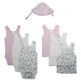 Bambini Girls' Summer 7 Piece Layette Set (Color: White/Pink, size: Newborn)